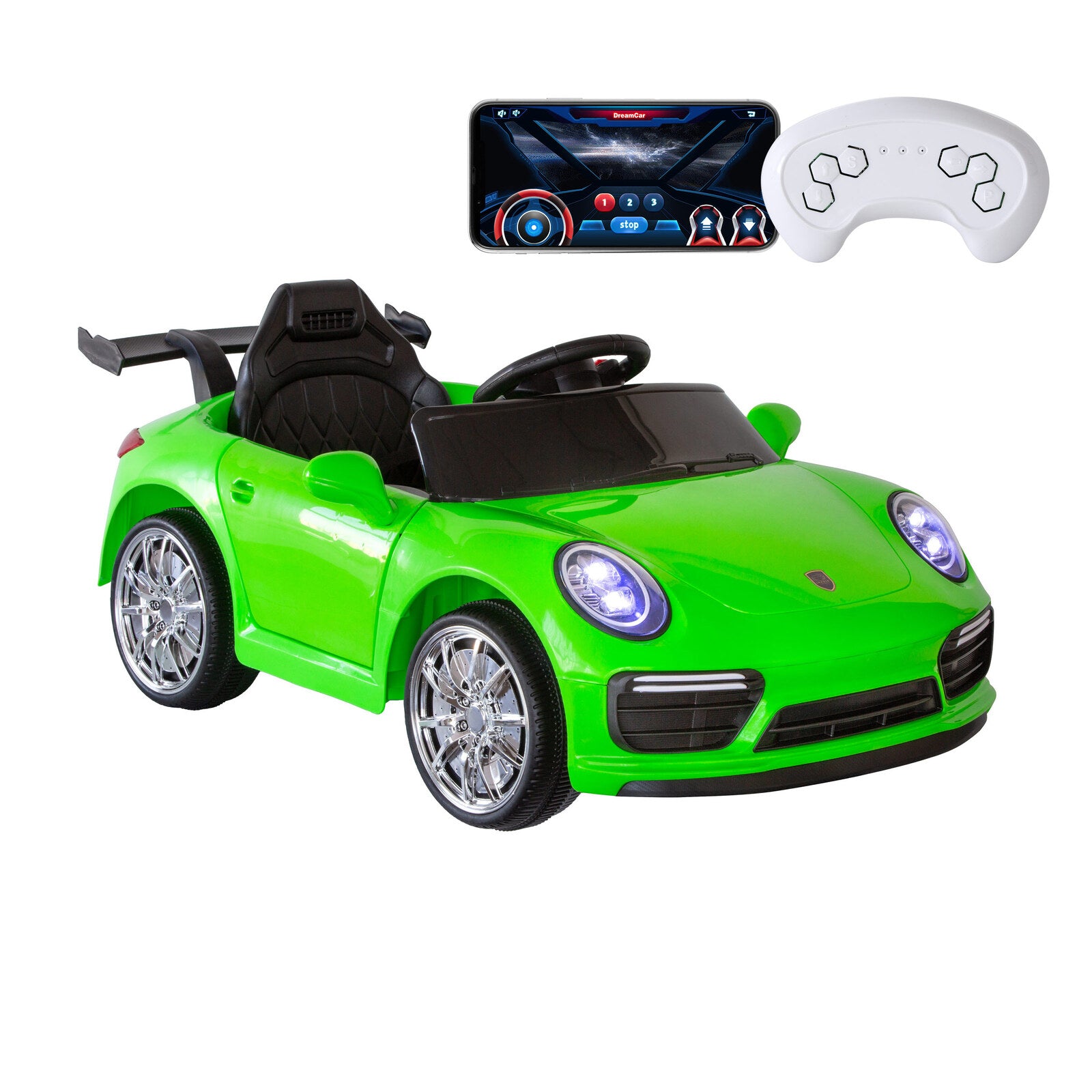 Ride On Cars: Porsche-inspired Design Ride-on (Green) Electric Car with Parental Remote Control
