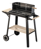 Toasters & Grills: Charcoal Grill BBQ with Manual Rotisserie Stick on Trolley Stand
