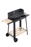 Toasters & Grills: Charcoal Grill BBQ with Manual Rotisserie Stick on Trolley Stand