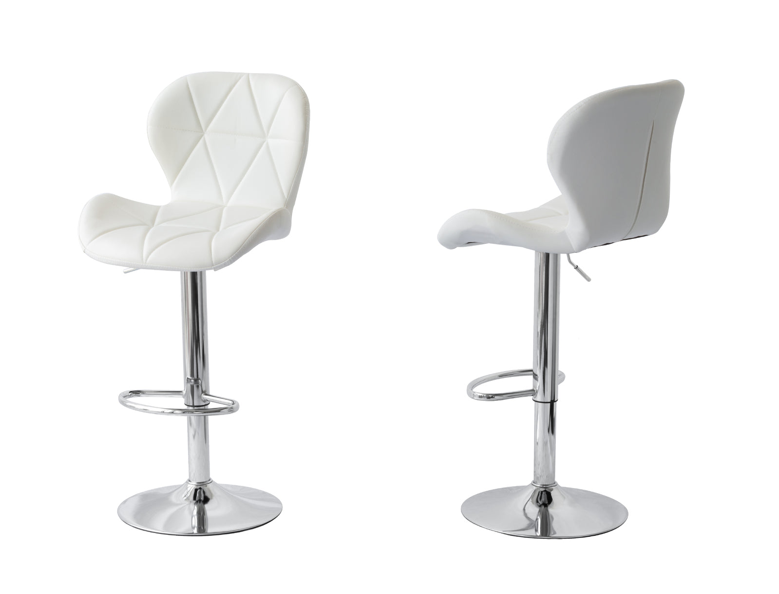 Table & Bar Stools: 2 Comfortable Bar Stools (White) w/ Adjustable Height, 90-112cm