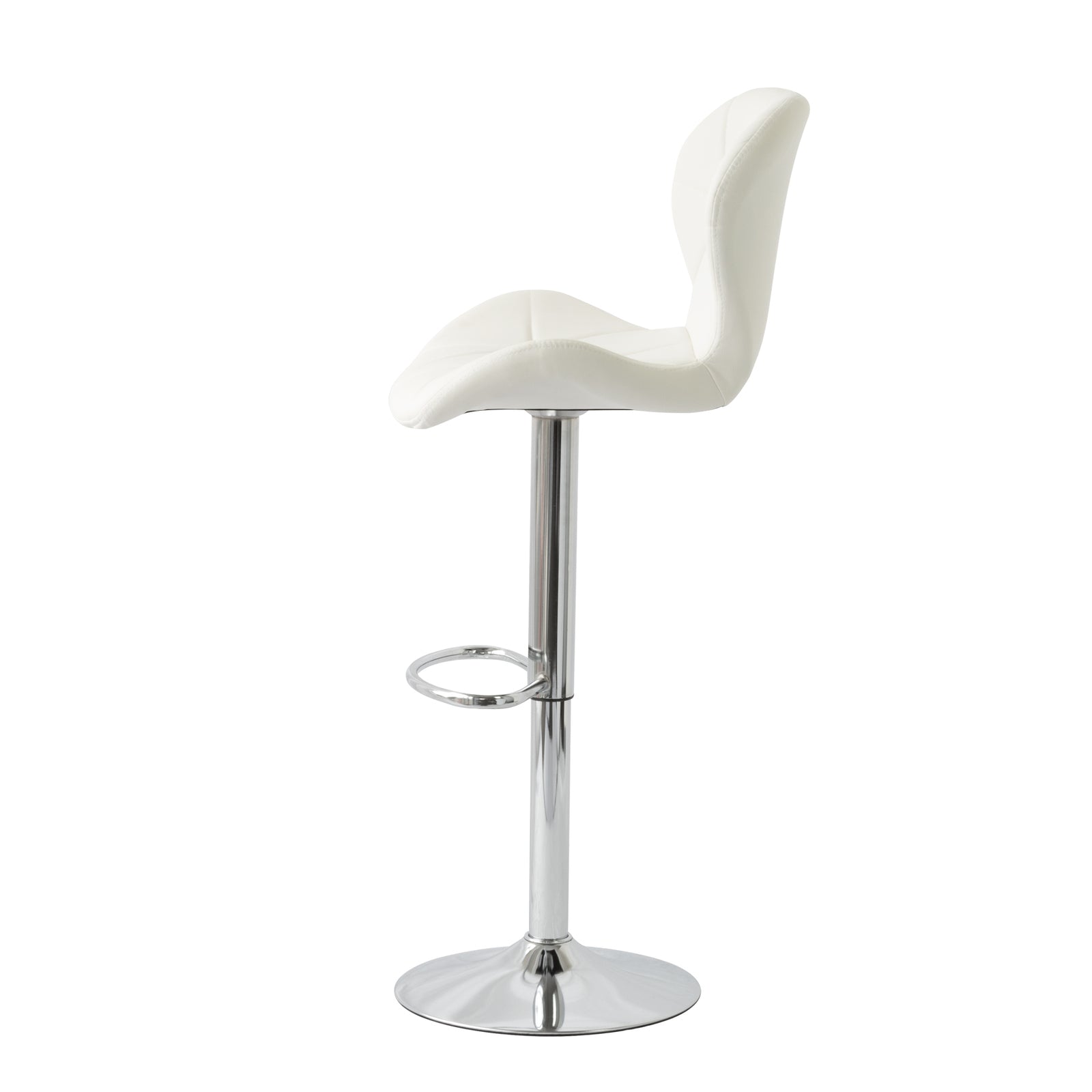 Table & Bar Stools: 2 Comfortable Bar Stools (White) w/ Adjustable Height, 90-112cm