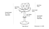 2 Comfortable Bar Stools (White) w/ Adjustable Height, 90-112cm