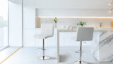 2 Tall Back Paddled Leather Barstools (White), 90-110cm