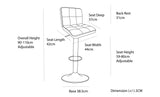 2 Tall Back Paddled Leather Barstools (White), 90-110cm