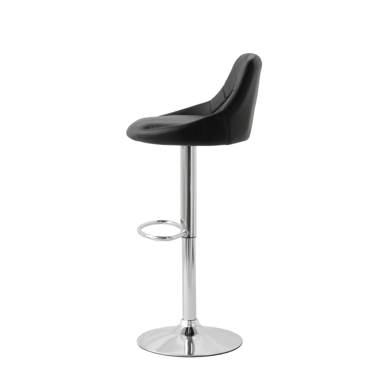 Table & Bar Stools: 2 Diamond Style Padded Leather Barstools (Black) w/ Adjustable Height