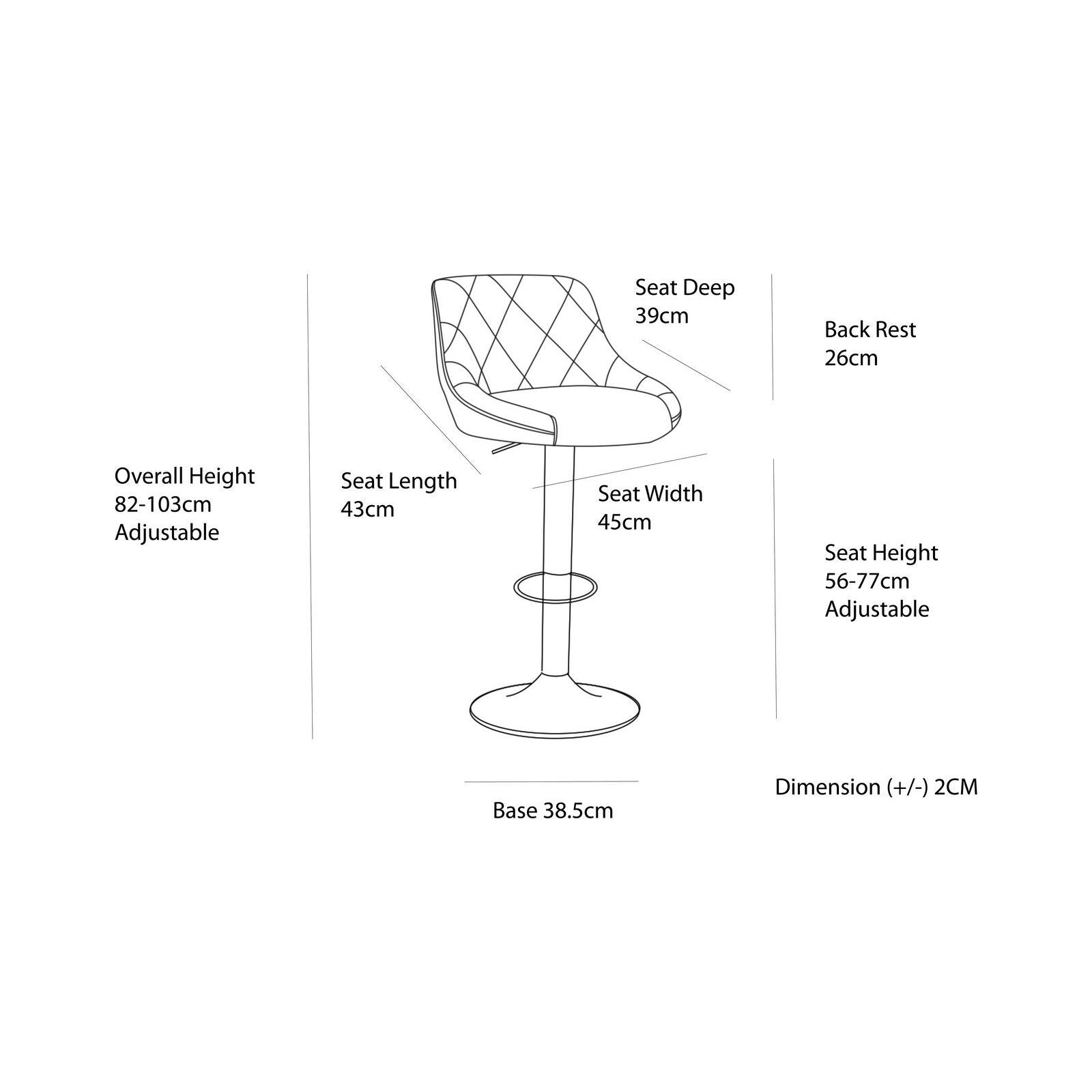 Table & Bar Stools: 2 Diamond Style Padded Leather Barstools (Black) w/ Adjustable Height