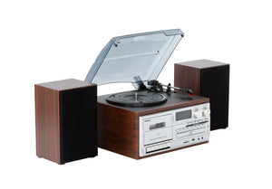 Audio Home Entertainment System (Brown) Turntable, CDs, Vinyl, Wireless Streaming & More