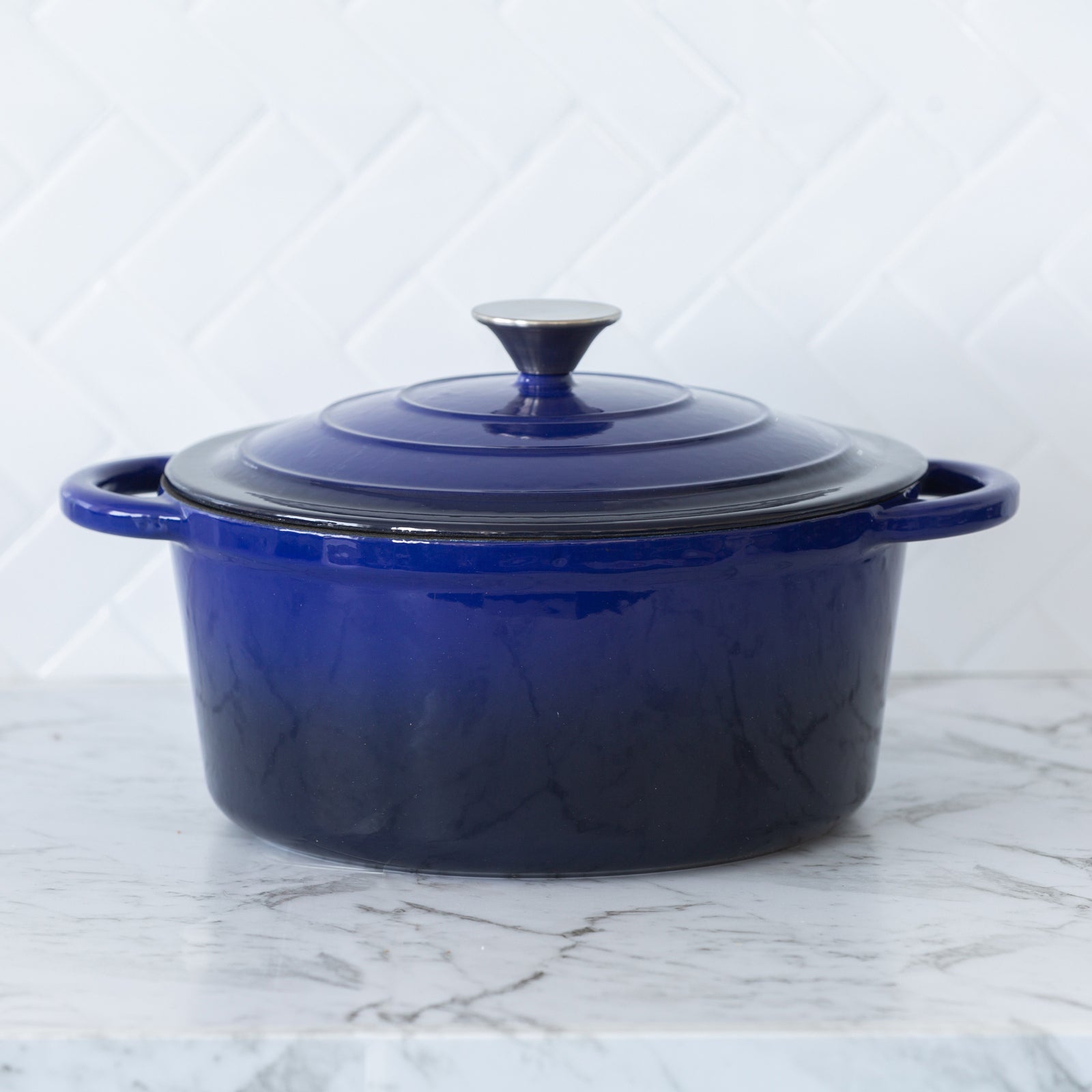 Skillets & Frying Pans: 26cm Enamelled Cast Iron French Oven Casserole (4.7L) - Blue