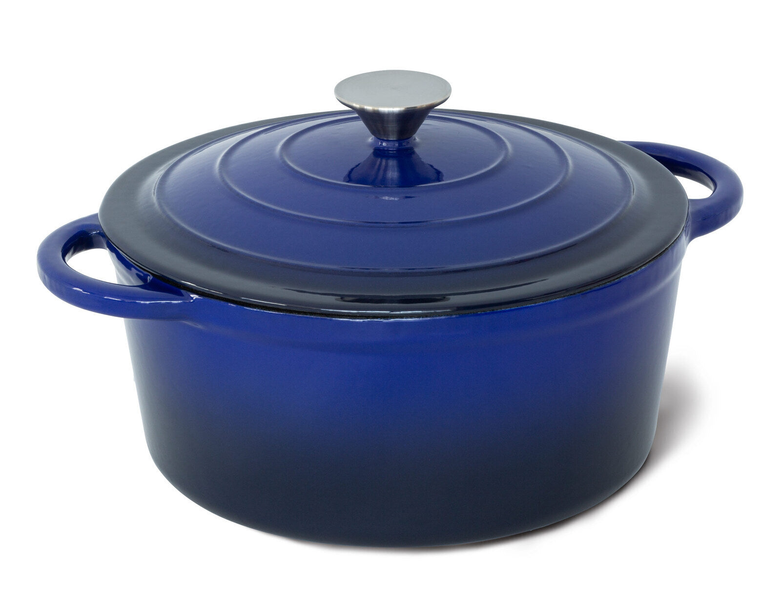 Skillets & Frying Pans: 26cm Enamelled Cast Iron French Oven Casserole (4.7L) - Blue