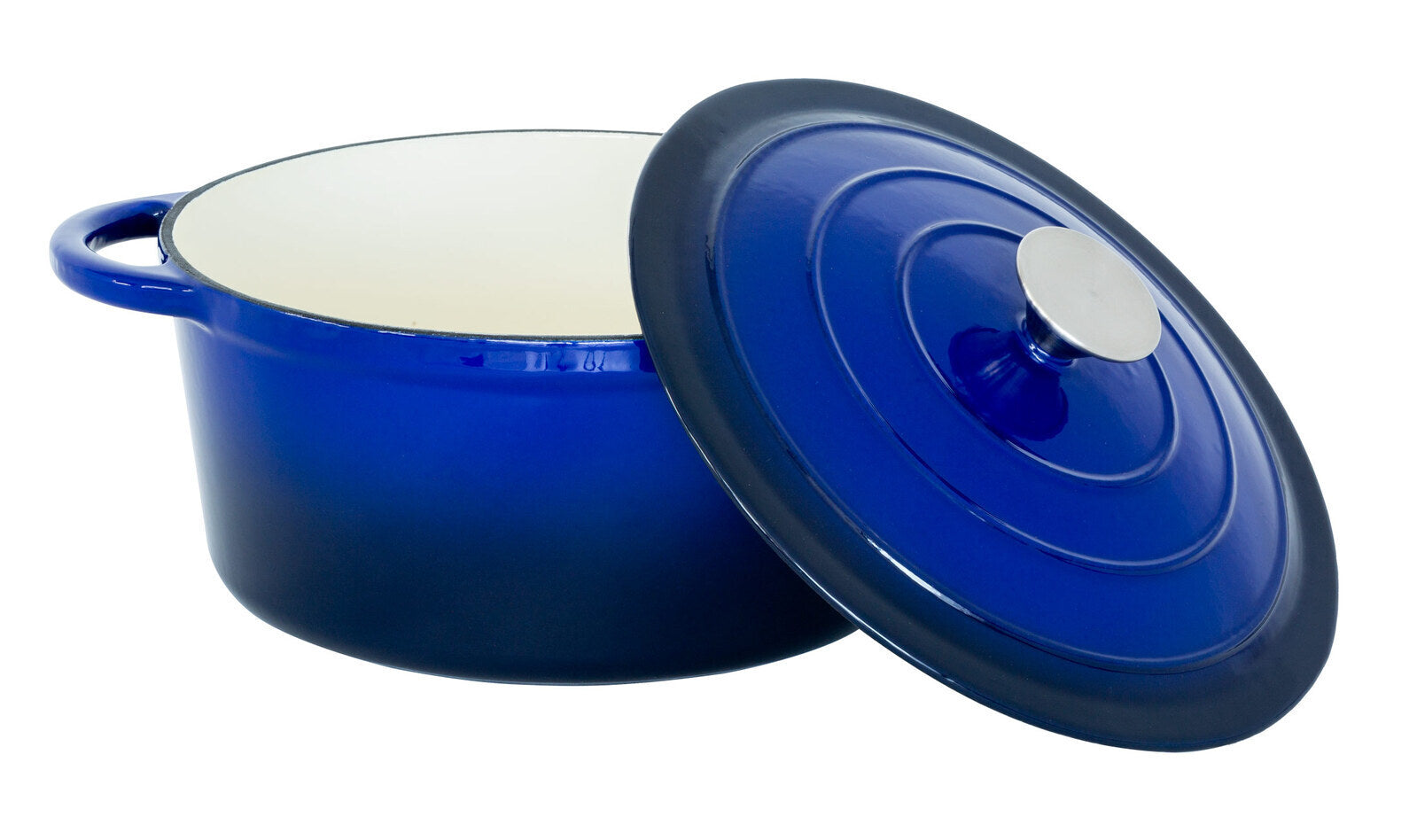 Skillets & Frying Pans: 26cm Enamelled Cast Iron French Oven Casserole (4.7L) - Blue