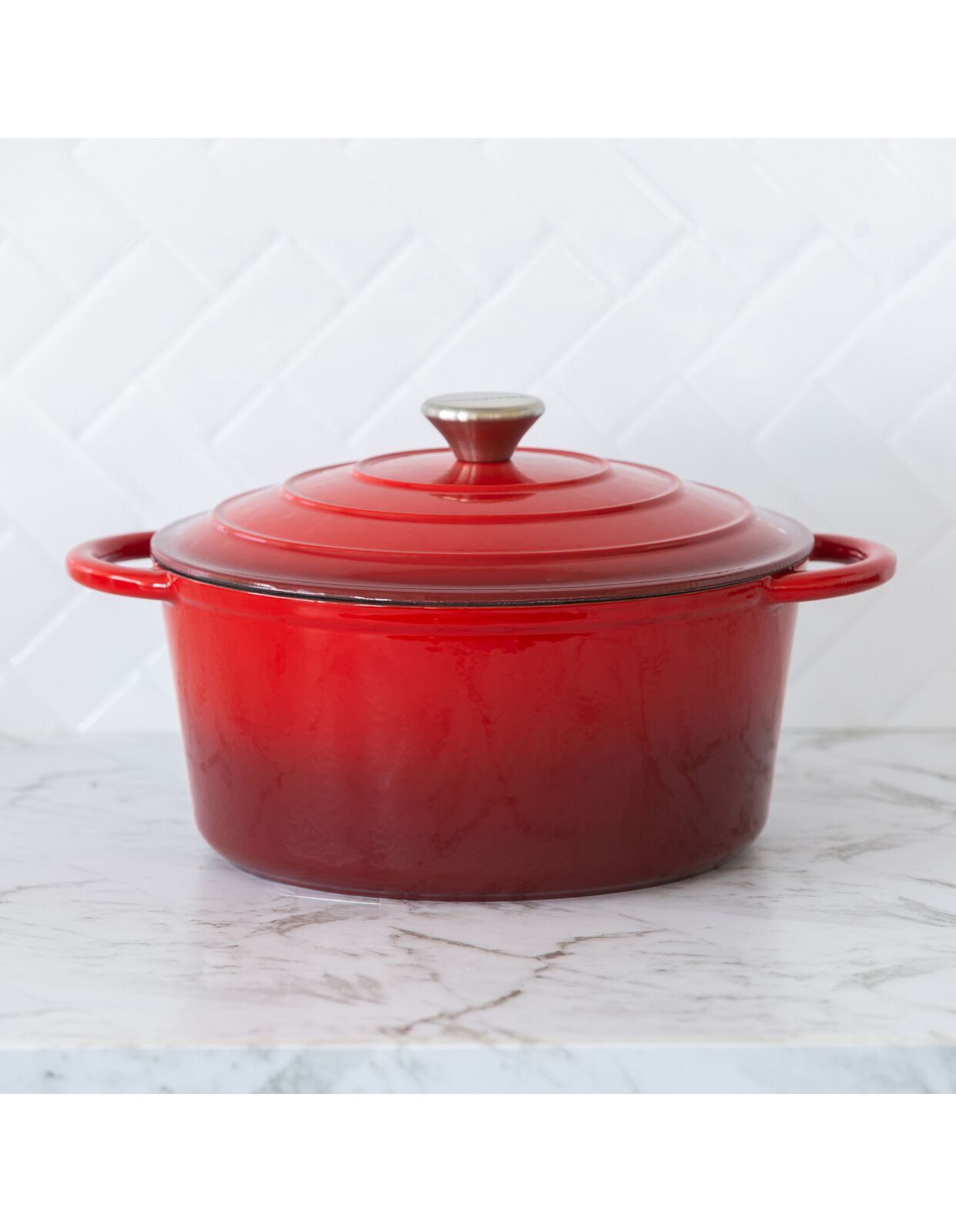 Skillets & Frying Pans: 26cm Enamelled Cast Iron French Oven Casserole (4.7L) - Red