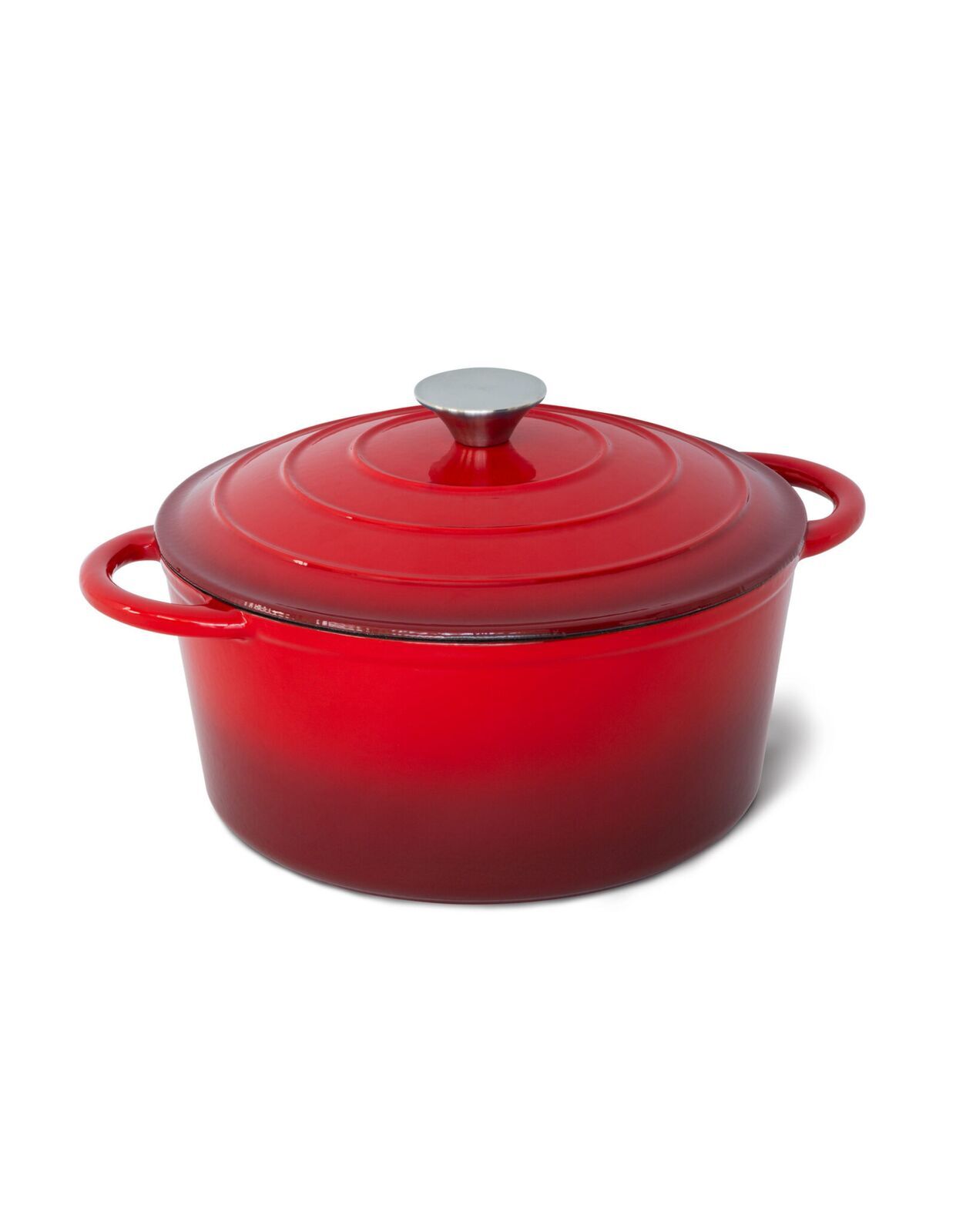 Skillets & Frying Pans: 26cm Enamelled Cast Iron French Oven Casserole (4.7L) - Red
