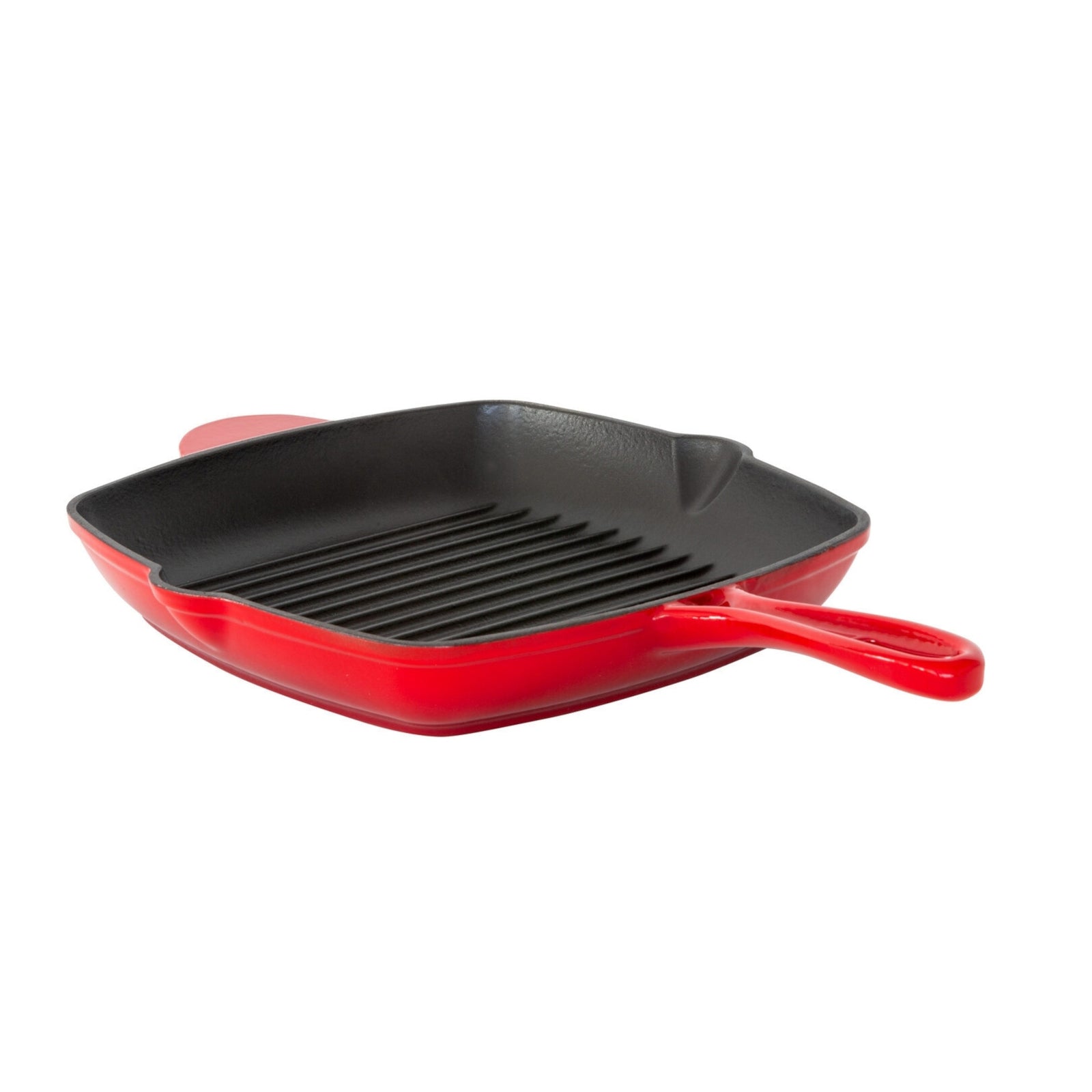 Skillets & Frying Pans: Enamelled Cast Iron Square Grill Pan (44 x 30 x 4.7 cm) - Red