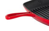 Skillets & Frying Pans: Enamelled Cast Iron Square Grill Pan (44 x 30 x 4.7 cm) - Red