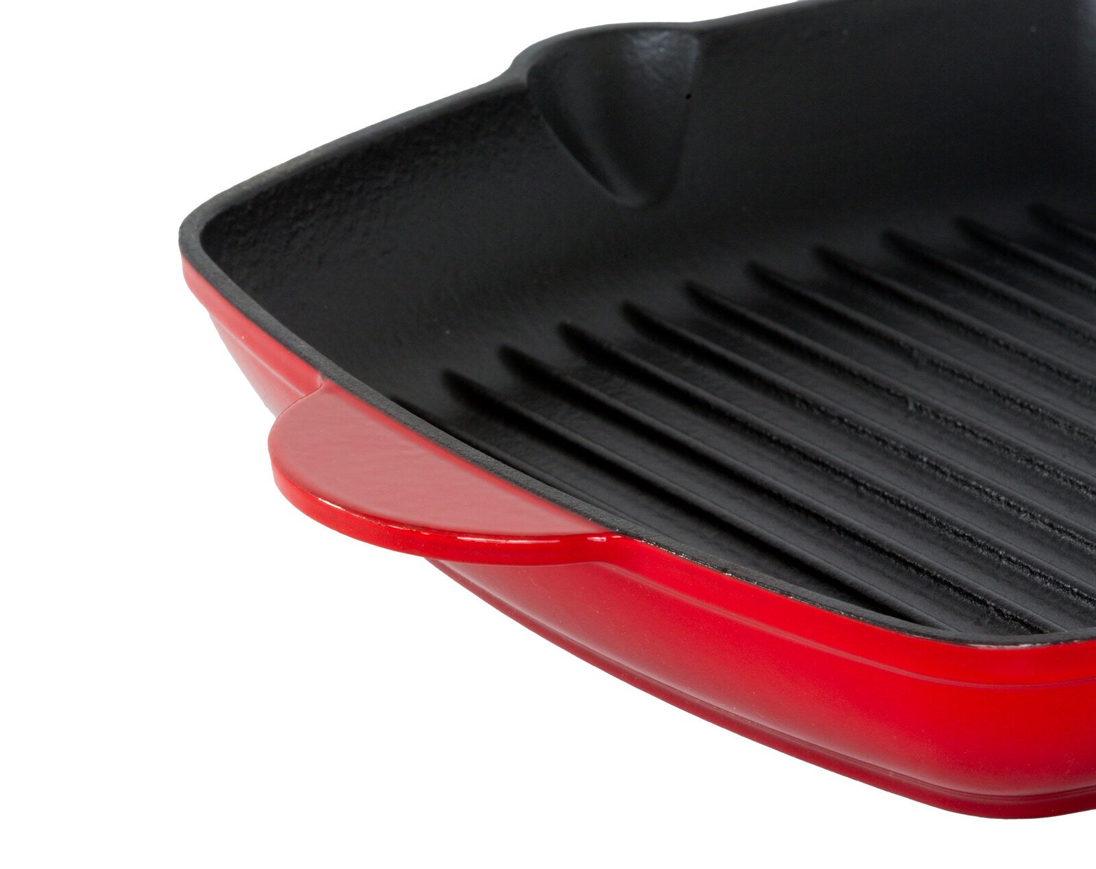 Skillets & Frying Pans: Enamelled Cast Iron Square Grill Pan (44 x 30 x 4.7 cm) - Red