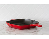 Skillets & Frying Pans: Enamelled Cast Iron Square Grill Pan (44 x 30 x 4.7 cm) - Red