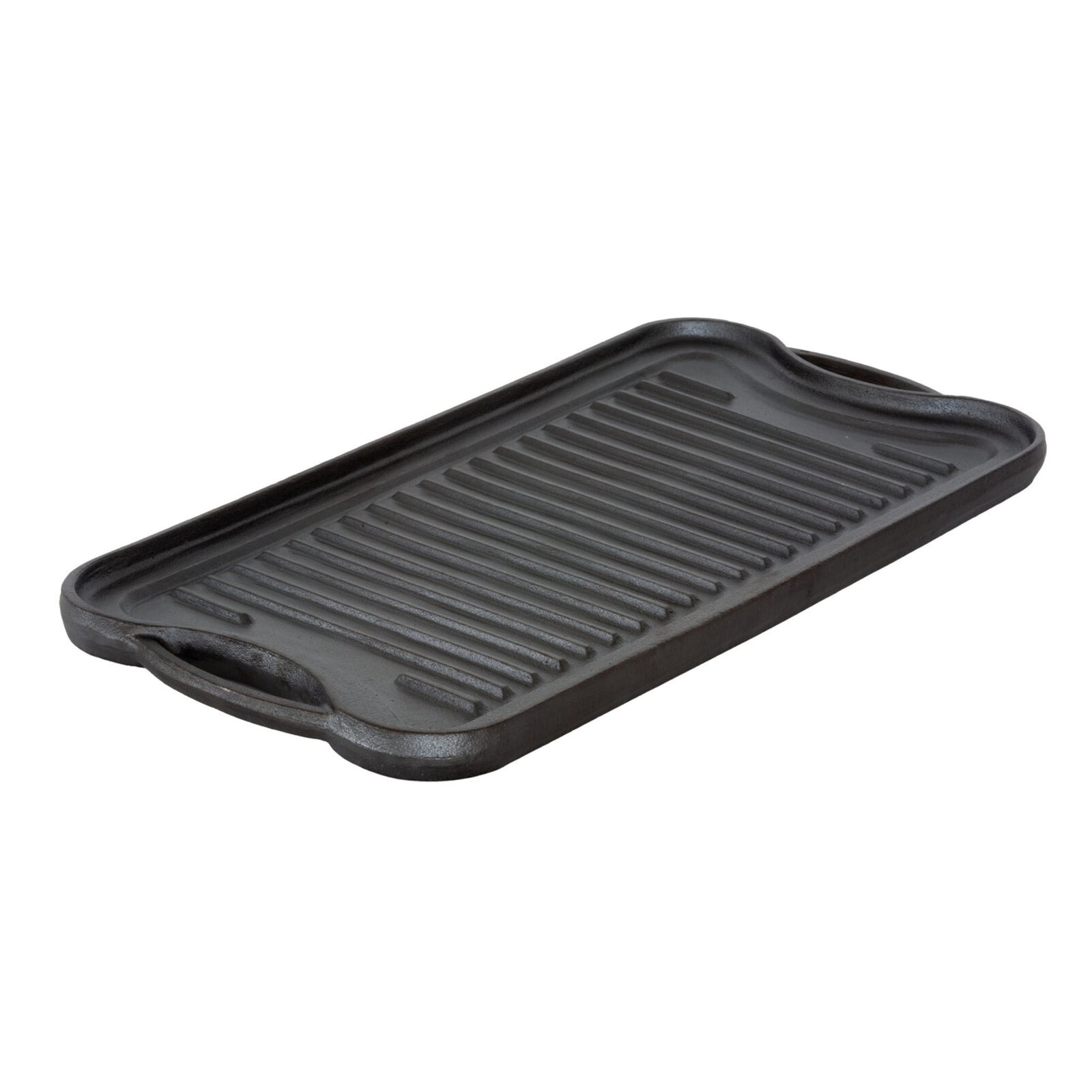 Skillets & Frying Pans: Oil-seasoned Ready to use 50.7x25.8cm Reversible Cast Iron Grill - Black