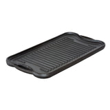 Skillets & Frying Pans: Oil-seasoned Ready to use 50.7x25.8cm Reversible Cast Iron Grill - Black