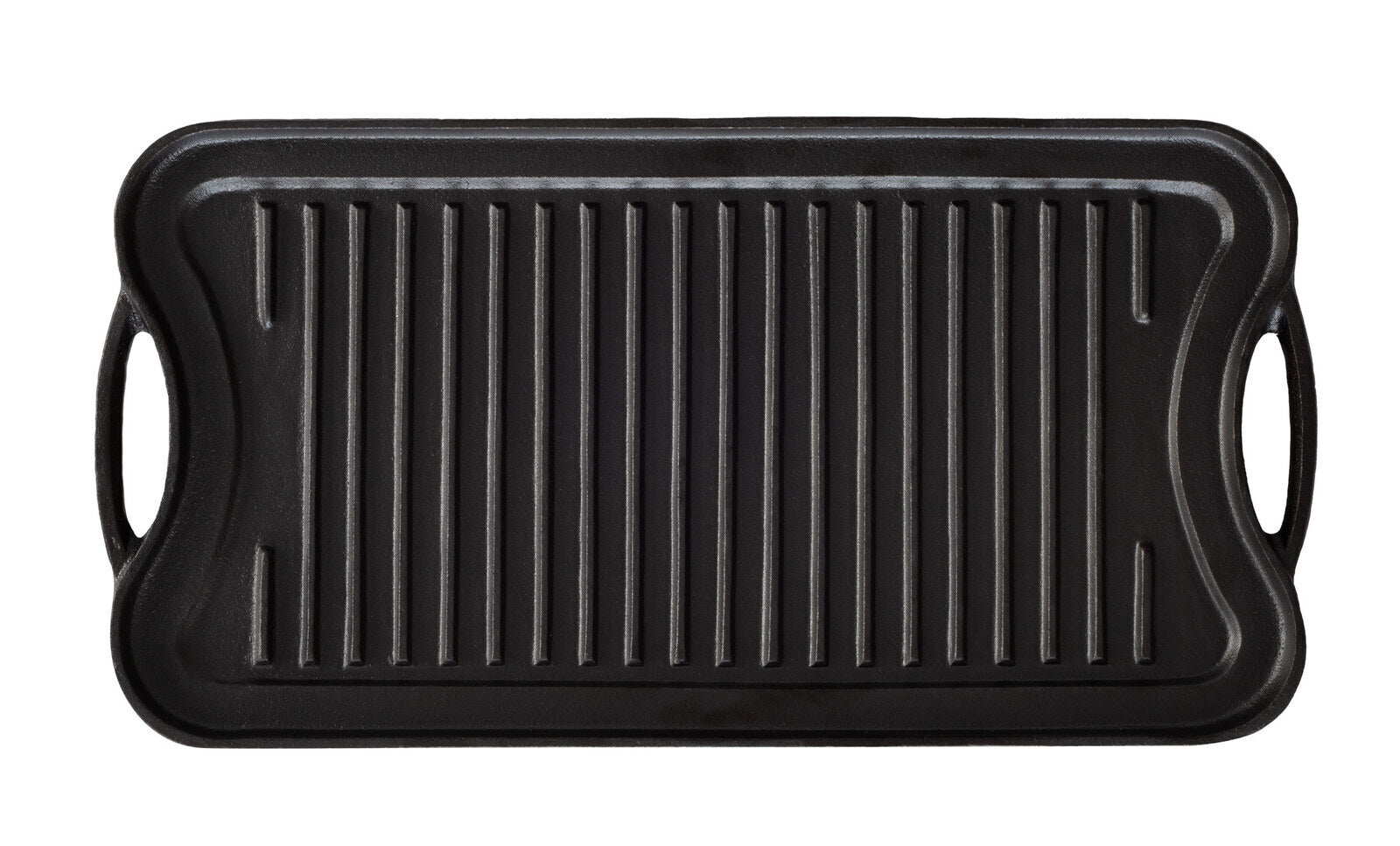 Skillets & Frying Pans: Oil-seasoned Ready to use 50.7x25.8cm Reversible Cast Iron Grill - Black