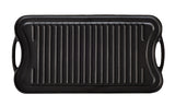 Skillets & Frying Pans: Oil-seasoned Ready to use 50.7x25.8cm Reversible Cast Iron Grill - Black