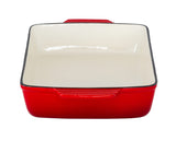 Skillets & Frying Pans: Enamelled Cast Iron 38.5x23cm Rectangular Roaster (3.4L) - Red