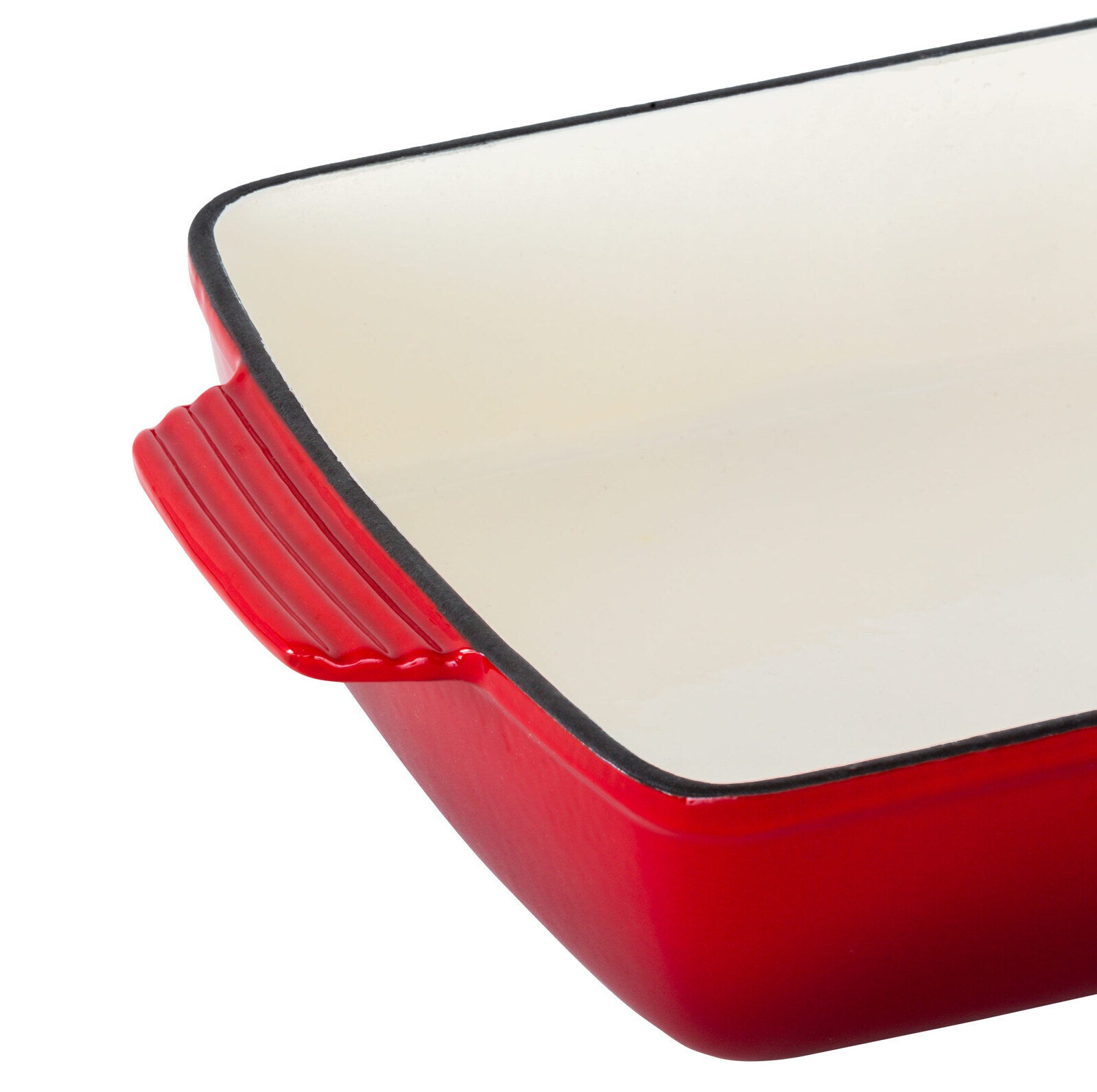 Skillets & Frying Pans: Enamelled Cast Iron 38.5x23cm Rectangular Roaster (3.4L) - Red