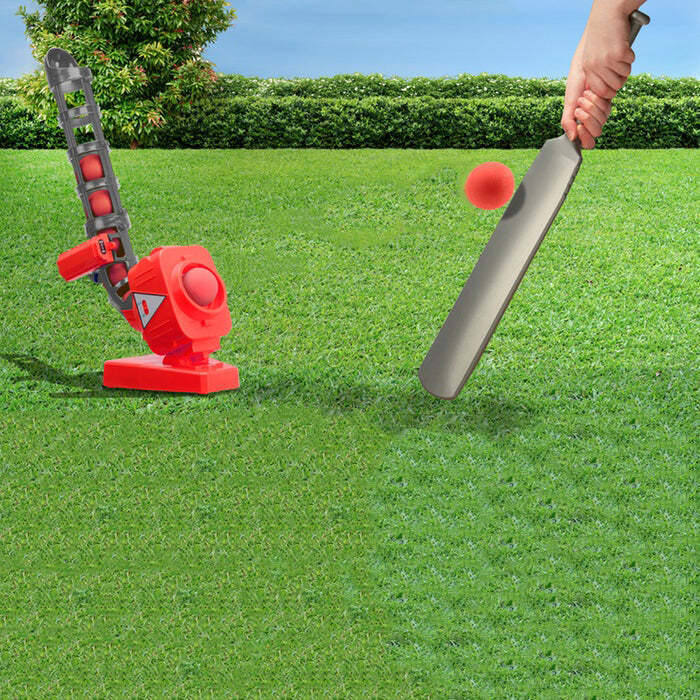 Outdoor Play Equipment: Cricket Ball Pitcher w/ Adjustable Pitching Angles & 5 Ball Capacity