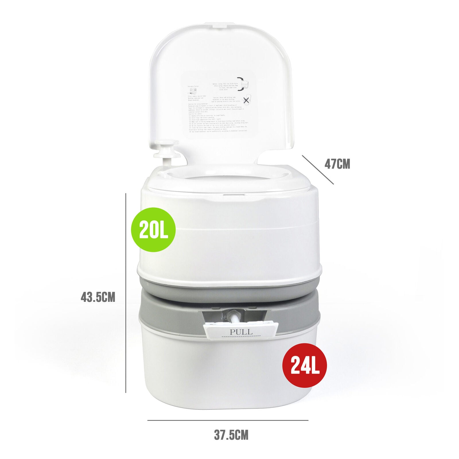 Portable Toilets & Showers: 24L Portable Camping, Caravanning Toilet with Odour-Resistant Seal