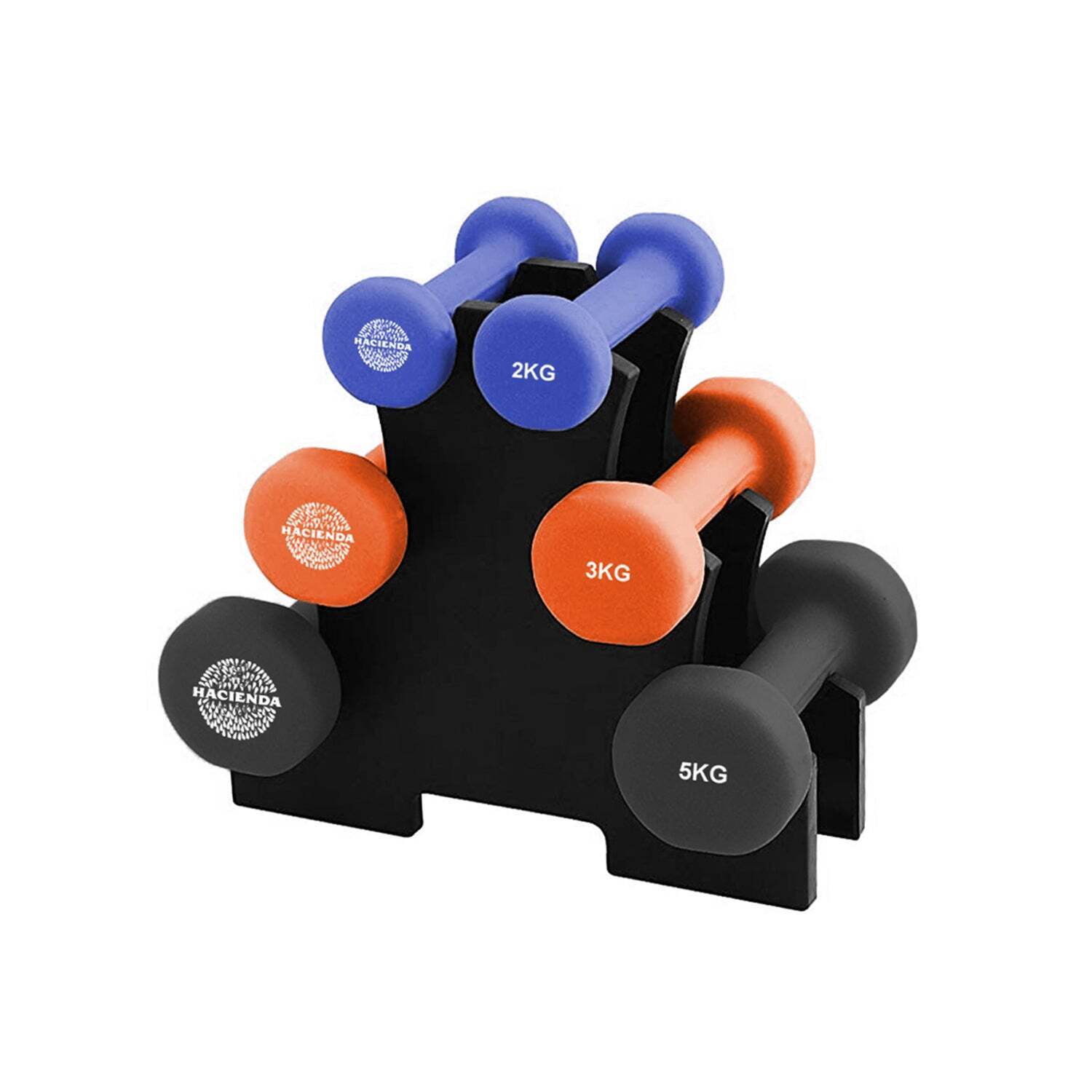 Free Weights: 7pc 2/3/5kg 20Kg Total Weighted Dumbbell Gym Set for Exercise w/Rack