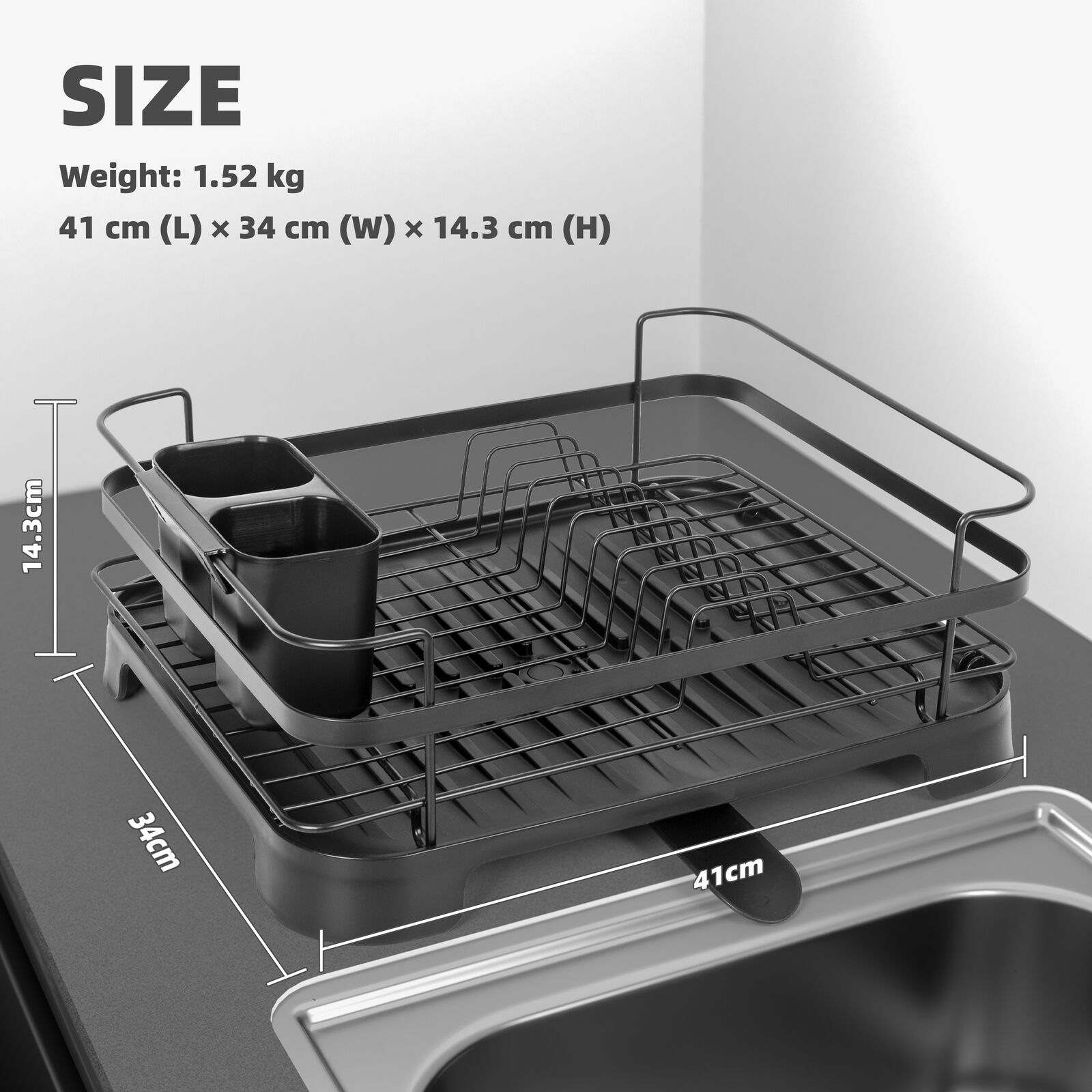 Kitchen Utensils: Steel Frame Dish Drying Rack Durable Steel Frame, Removable Utensil Holder, Compact Size for Small Kitchens & Apartments