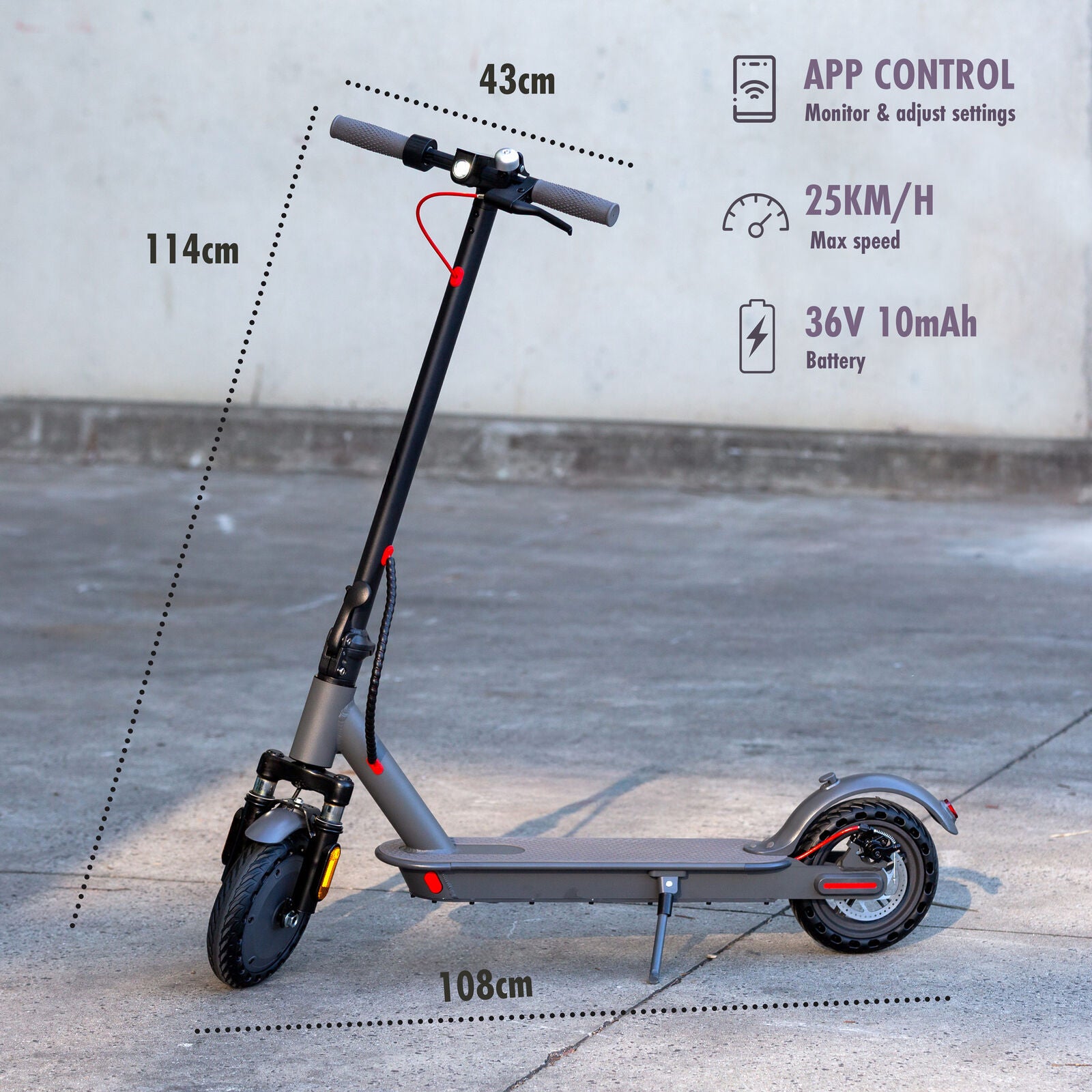 Electric Scooters: Electric Scooter, 350W Motor, 8.5 inch  Tyres, Front Suspension, Smart App, Foldable, 25kph