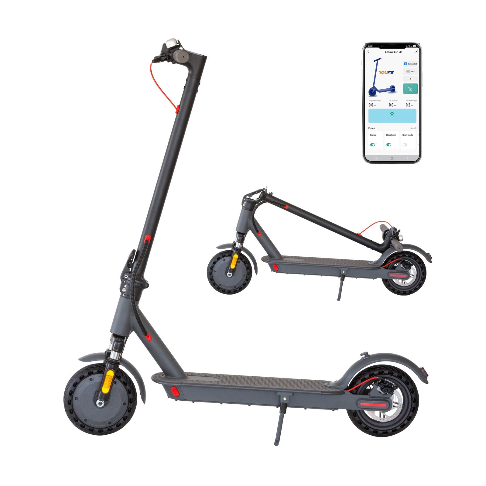 Electric Scooters: Electric Scooter, 350W Motor, 8.5 inch  Tyres, Front Suspension, Smart App, Foldable, 25kph