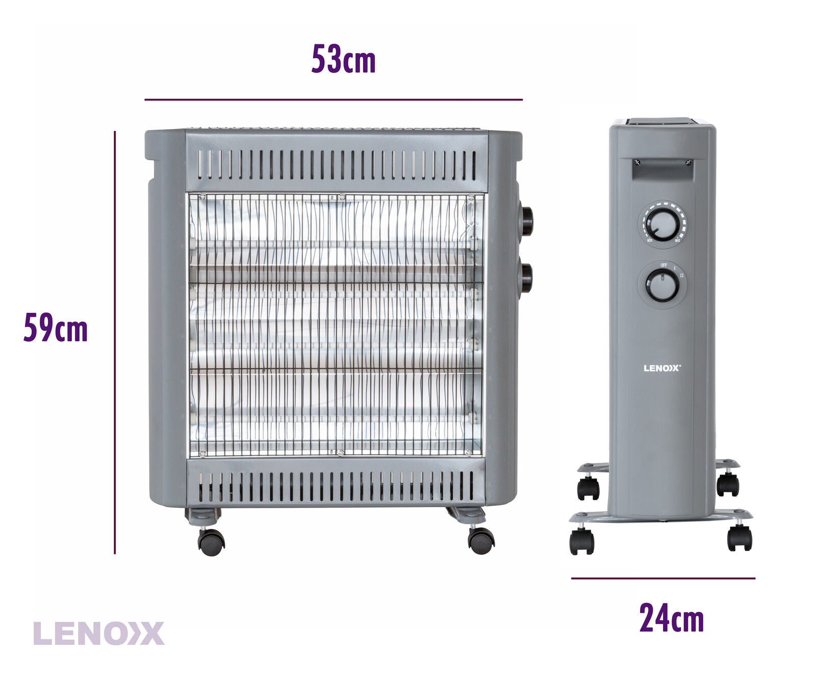 2200W Quartz Infrared Radiant Heater with Adjustable Thermostat and 2 Power Settings