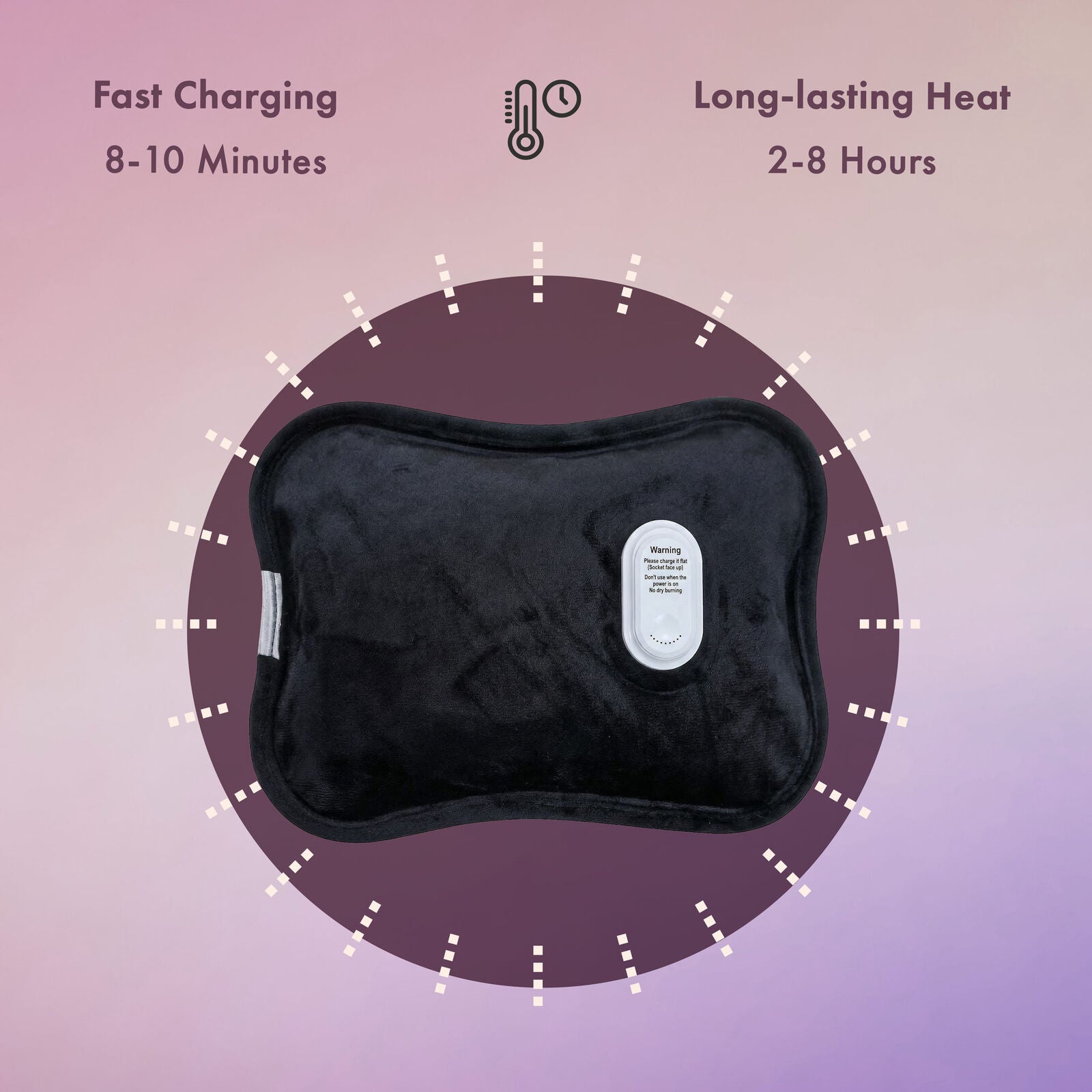 Rechargeable Electric Hot Water Bottle 180W, Fast Heating, Up to 70°C, Leak-Resistant Design