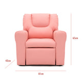 Kids Pink Recliner Chair w/ Footrest & Cup Holder