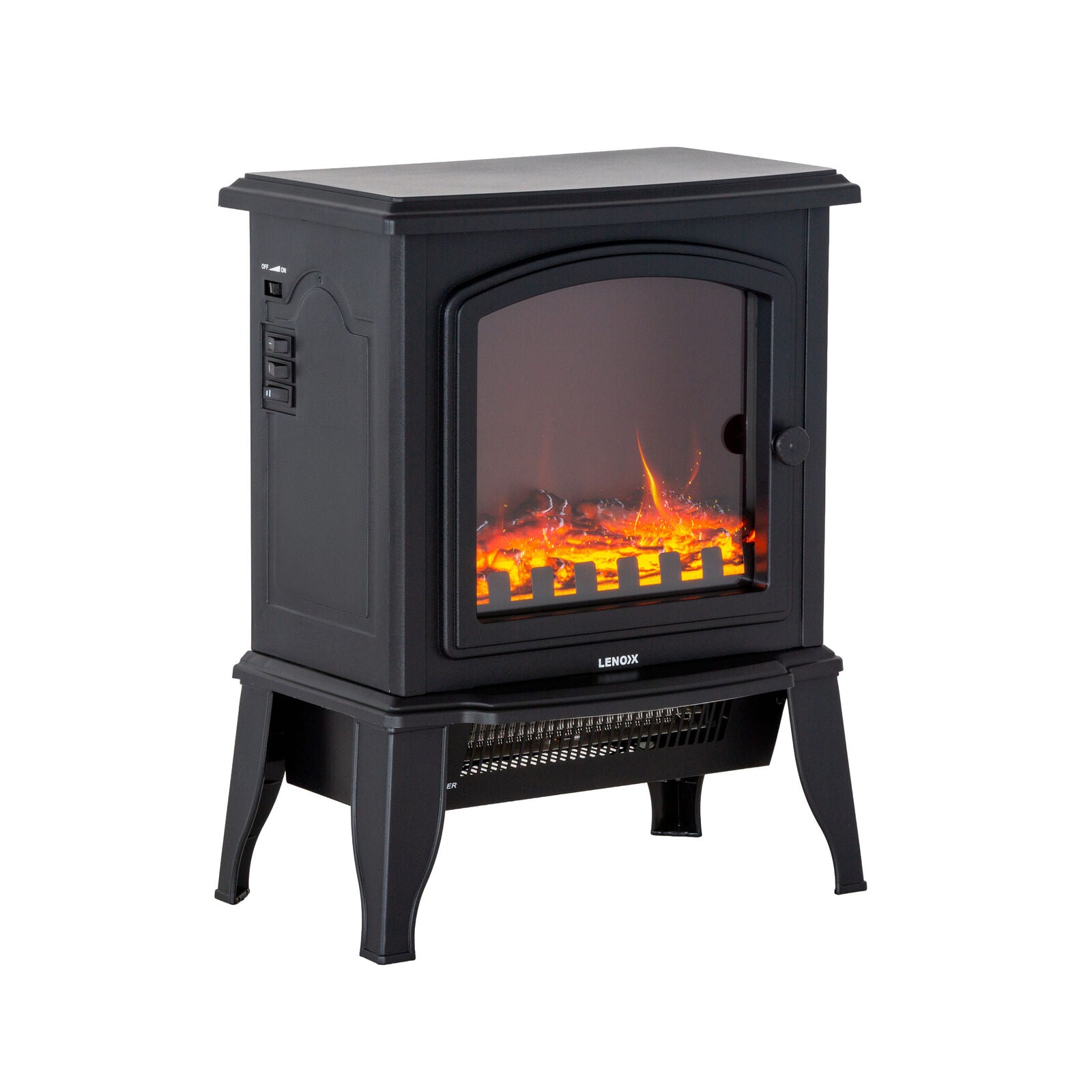 Electric 1000W to 2000W Fireplace Heater with Realistic Log Flame Display