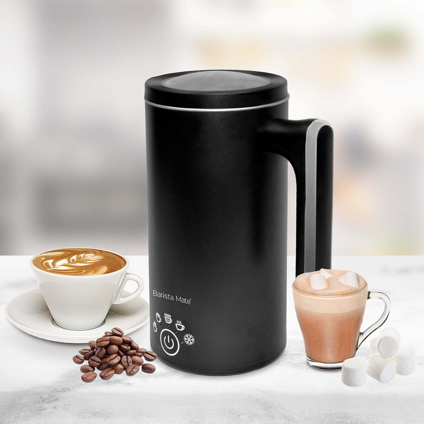 Coffee Machines & Accessories: Hot & Cold Milk Frother, 5 Modes for Foam, Warming & Frothing Milk