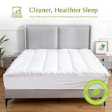Mattress Toppers: Hypoallergenic, Antibacterial w/ 100% Microfiber filling Mattress Topper - QUEEN