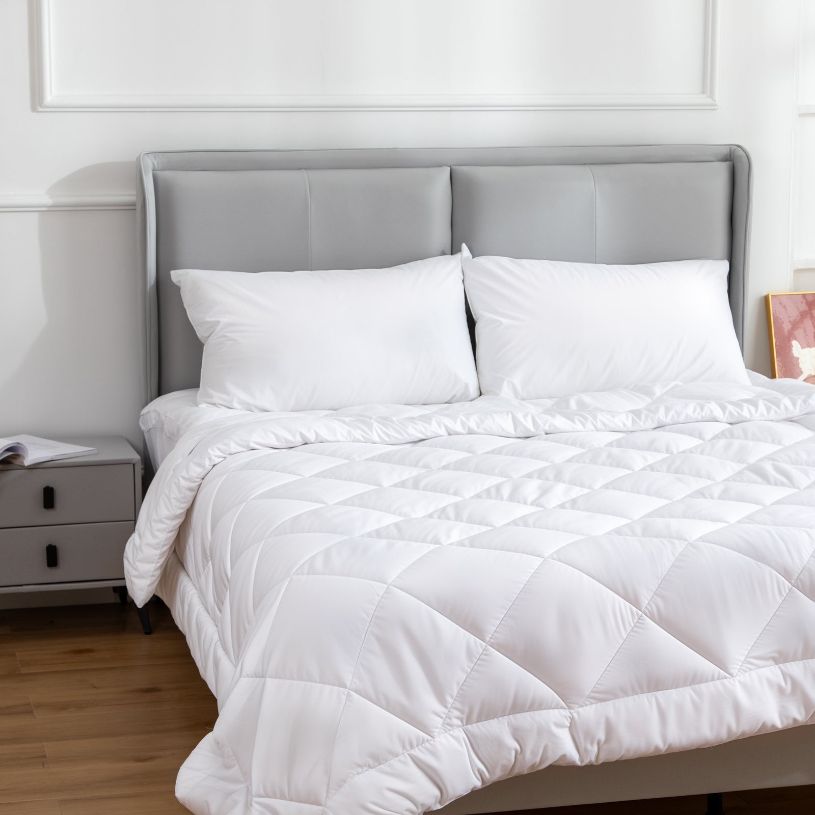 Pillows: 100 Percent Cotton Pillow Cover with 800g Poly Fill,  Hypoallergenic, Antibacterial, and Cooling Technology  2 PK