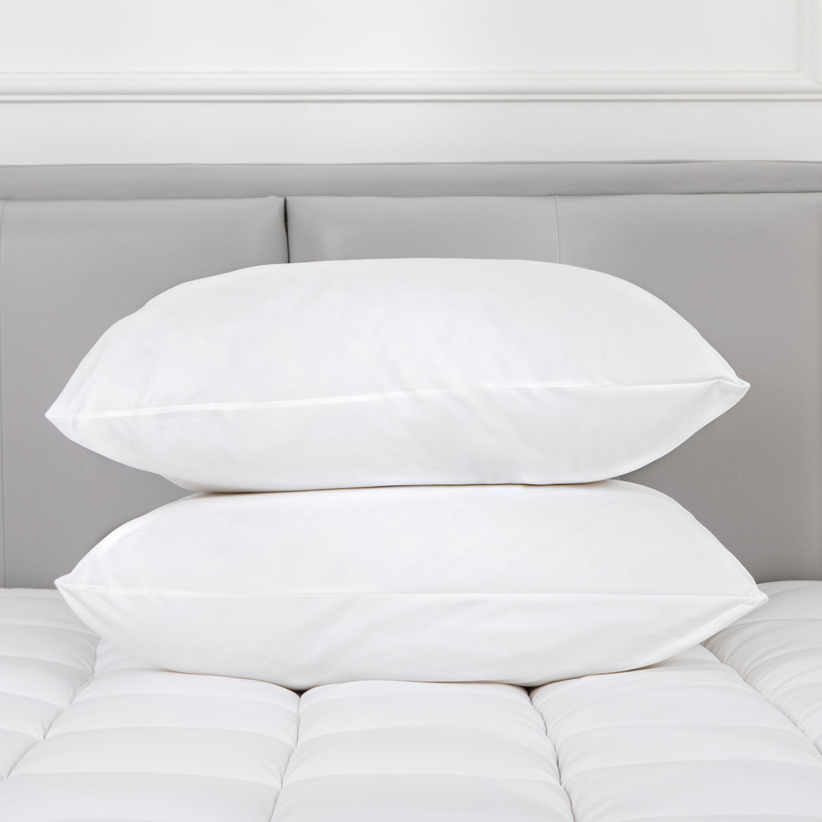 Pillows: 100 Percent Cotton Pillow Cover with 800g Poly Fill,  Hypoallergenic, Antibacterial, and Cooling Technology  2 PK
