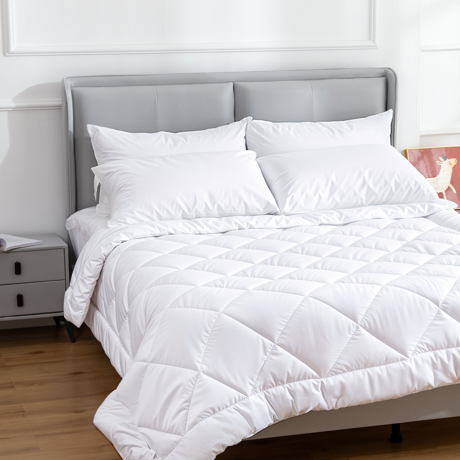 Pillows: 100 Percent Cotton Pillow Cover with 800g Poly Fill,  Hypoallergenic, Antibacterial, and Cooling Technology  4 PK