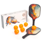 Pickleball: Pickleball Set with 6 Aerodynamic Balls and 2 Fiberglass Paddles