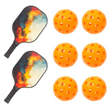 Pickleball: Pickleball Set with 6 Aerodynamic Balls and 2 Fiberglass Paddles