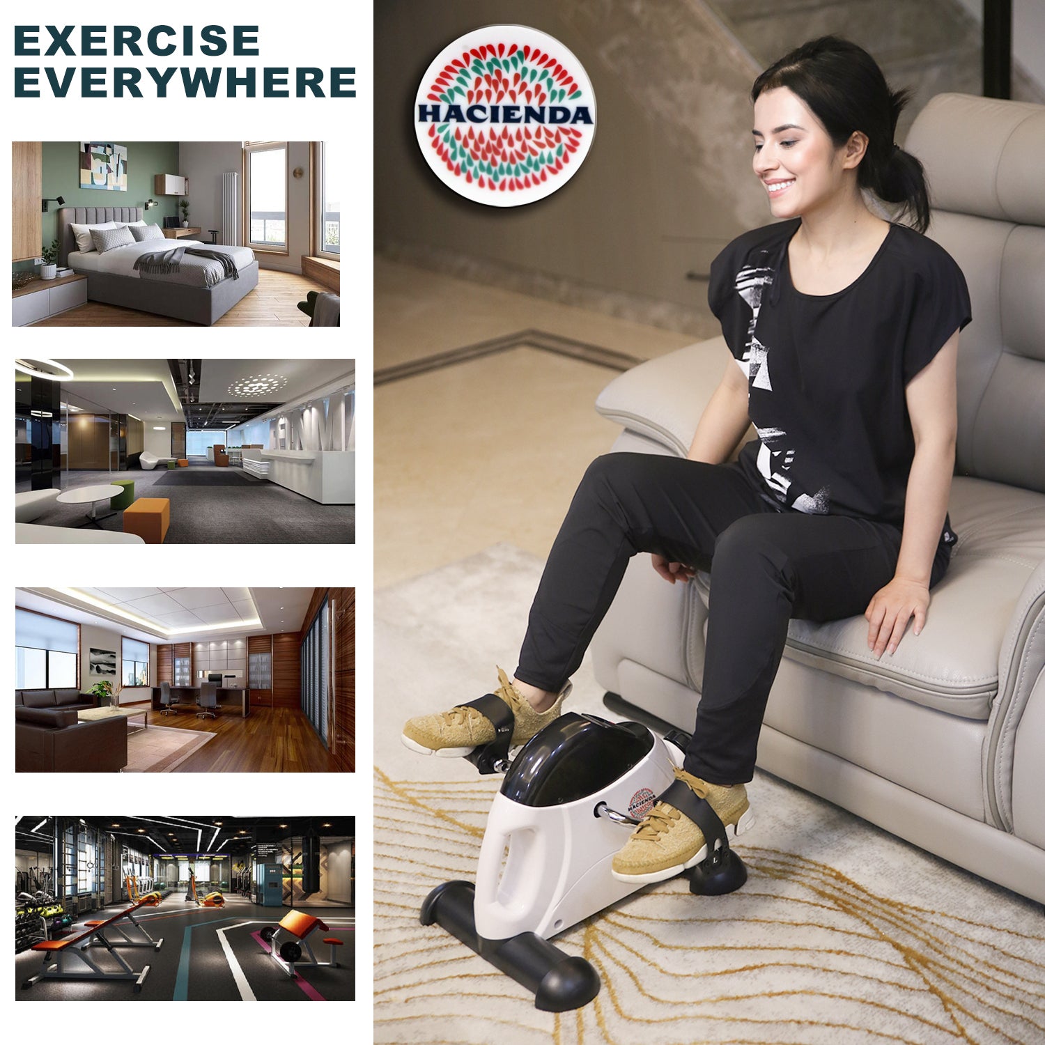 Exercise Bikes: Portable Pedal Exerciser w/ LCD Monitor Tracking (Black & White)