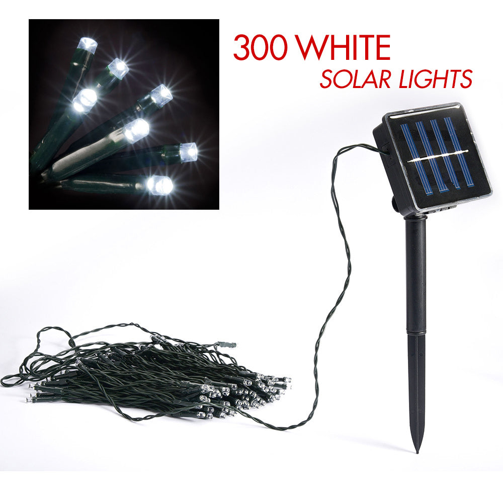 Outdoor Lights: 300 White solar LED string lights