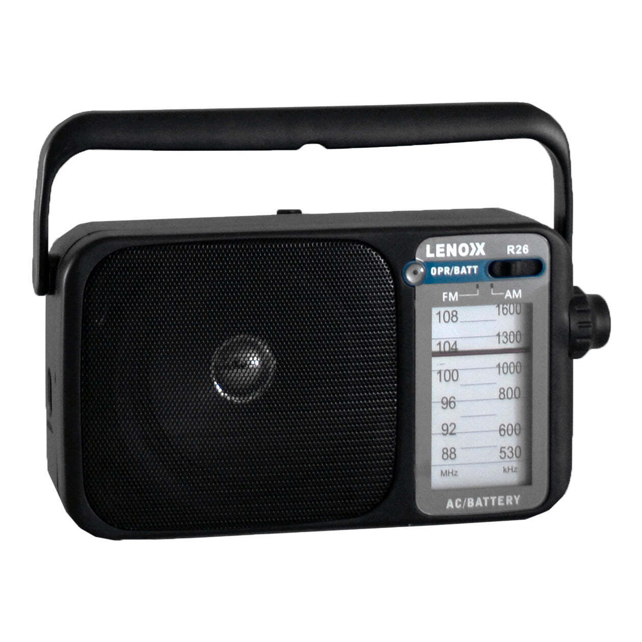 Radios: AM/FM Mantle Radio (Black) Battery Operated, w/ Bandwidth 540-1600