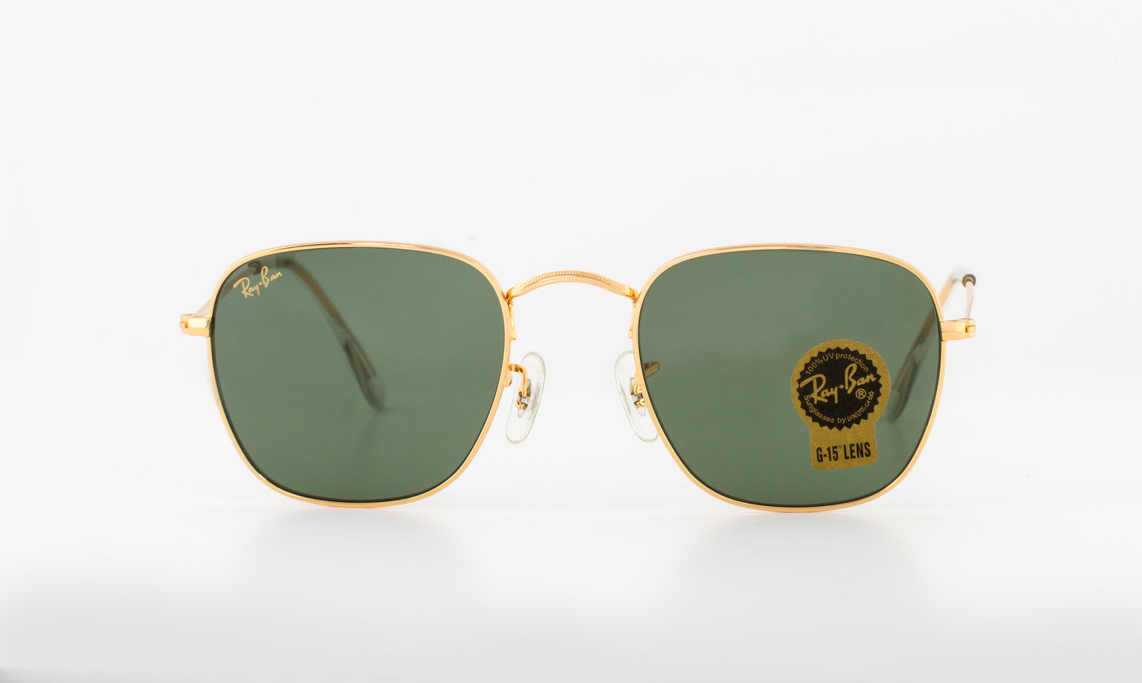 Men's Accessories: Frank Vintage Frame Square Sunglasses (Gold/Green)