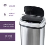 Automatic Bins: 50L Stainless Steel Motion Sensor Rubbish Bin
