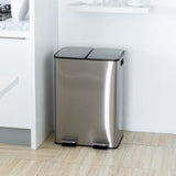 Automatic Bins: Stainless Steel Dual Compartment (30L each Section) Pedal Operation Rubbish Bin