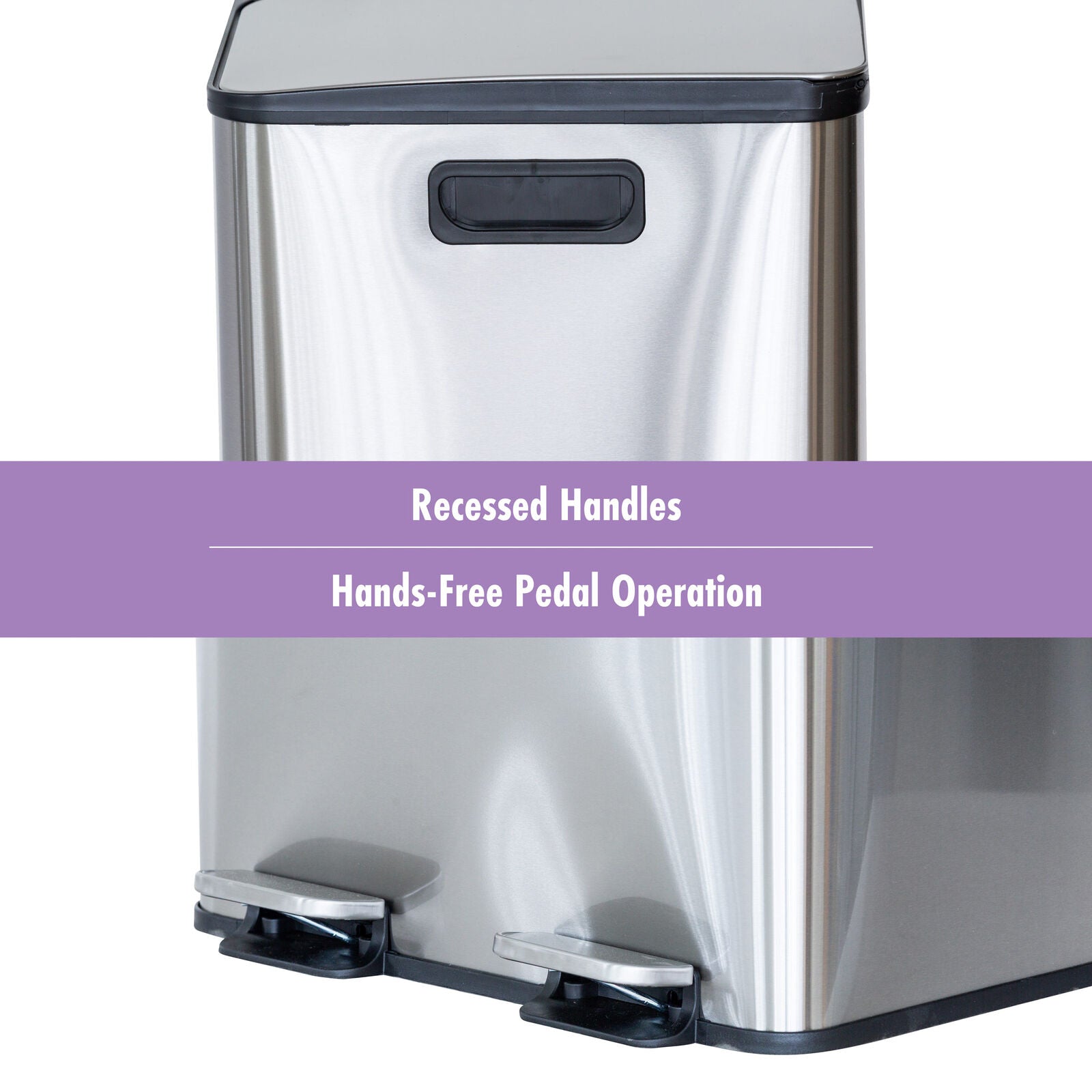 Automatic Bins: Stainless Steel Dual Compartment (30L each Section) Pedal Operation Rubbish Bin